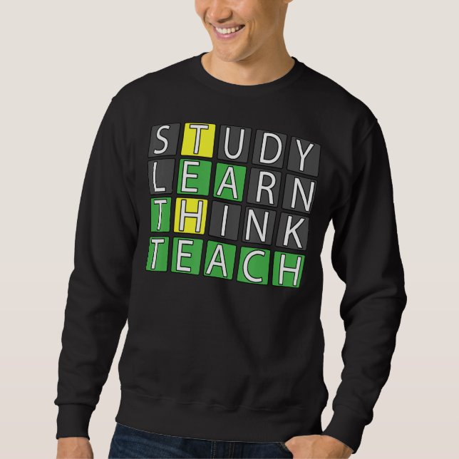 Studera Lär dig Tänka Teach Lång Ärmad Tröja (Framsida)