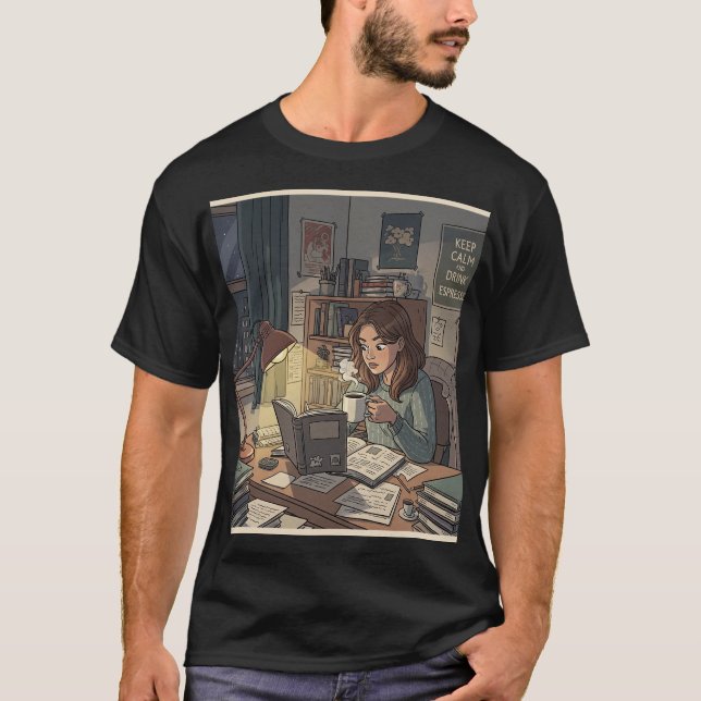 Studera och koffeinera t shirt (Framsida)