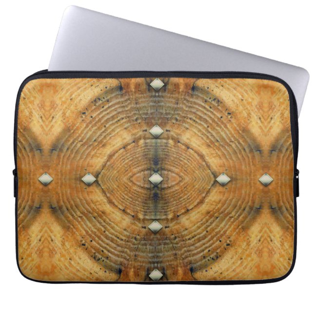 Studerade Golv Mönster i Golden  Laptop Sleeve (Framsidan)