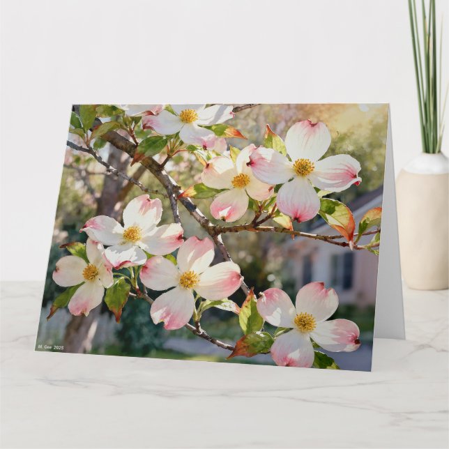 Studie av blommande kornell i akvarell kort (Framsida)