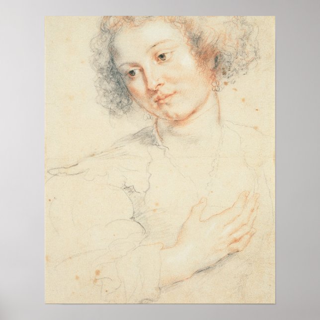 Studie av chefen för St. Apollonia (teckning) Poster (Framsidan)