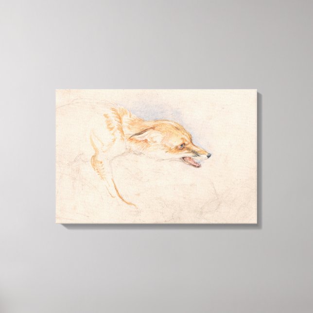 Studie av en Crouching Fox (av John Frederick Lewi Canvastryck (Framsida)