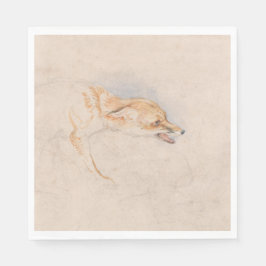 Studie av en Crouching Fox (av John Frederick Lewi Pappersservett