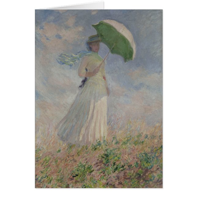 Studie av en figur utomhus (vända mot höger) Monet Hälsningskort (Framsidan)