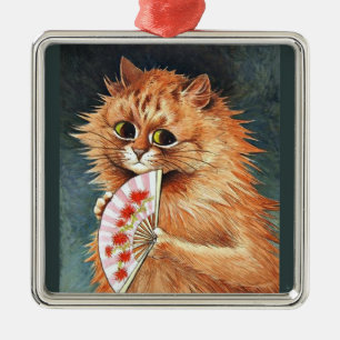 Studie av en Ginger Cat av Louis Wain Julgransprydnad Metall