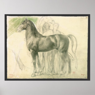 Studie av en häst av Edgar Degas, Vintage Fine Art Poster