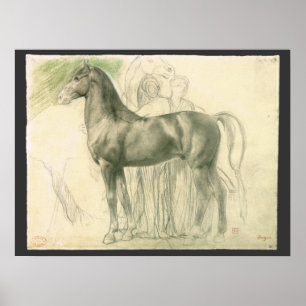 Studie av en häst av Edgar Degas, Vintage finkonst Poster