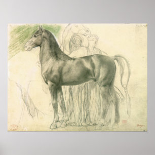 Studie av en häst med figurer poster