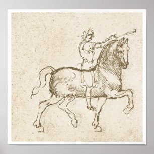 Studie av en Horseman, Leonardo Da Vinci Poster