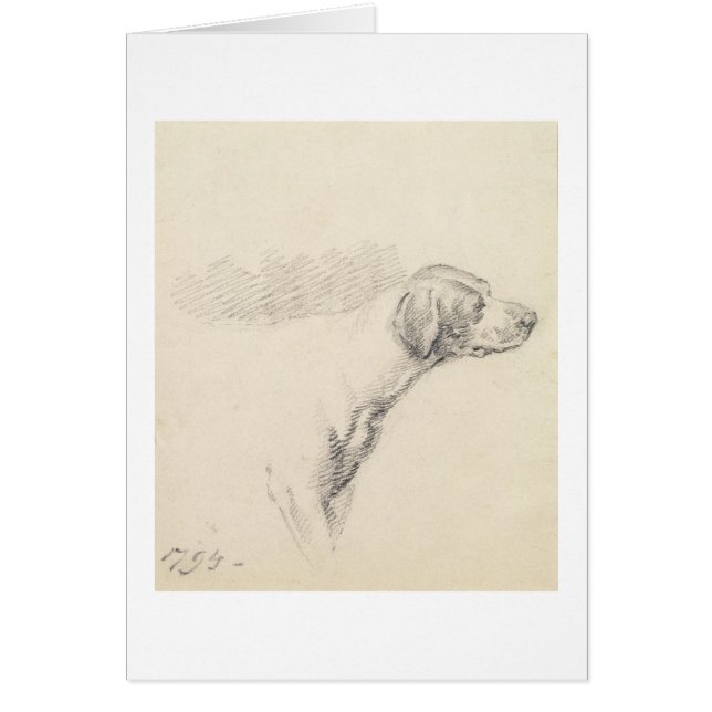 Studie av en hund, 1794 (rita på papper), hälsningskort (Framsidan)