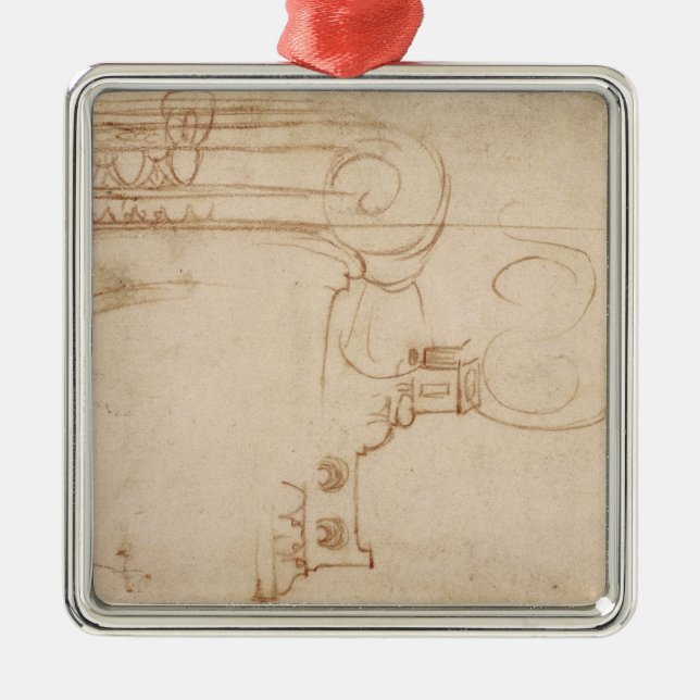 Studie av en Ionic huvudstad Julgransprydnad Metall (Framsidan)