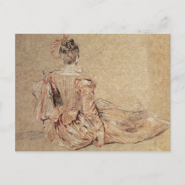 Studie av en kvinna från baksidan, 1716-18 vykort (Framsida)