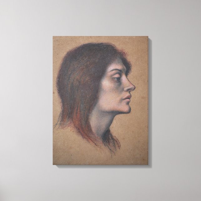 Studie av en kvinnlig chef (av Evelyn De Morgan) Canvastryck (Framsida)