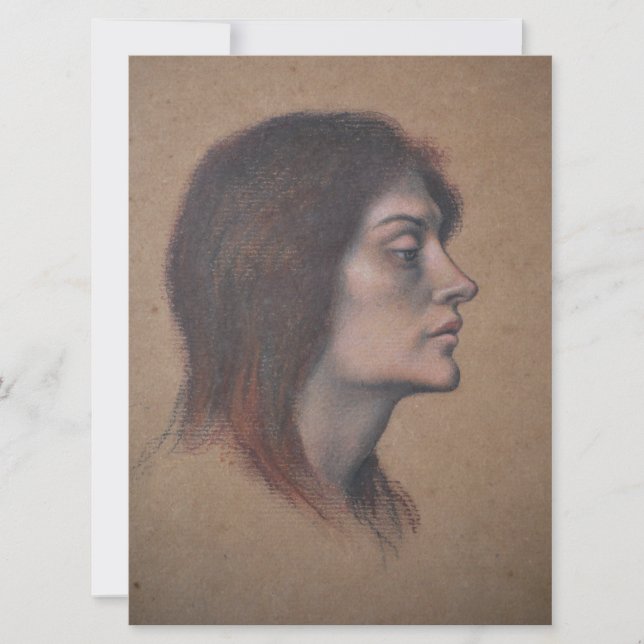 Studie av en kvinnlig chef (av Evelyn De Morgan) Kort (Framsida)