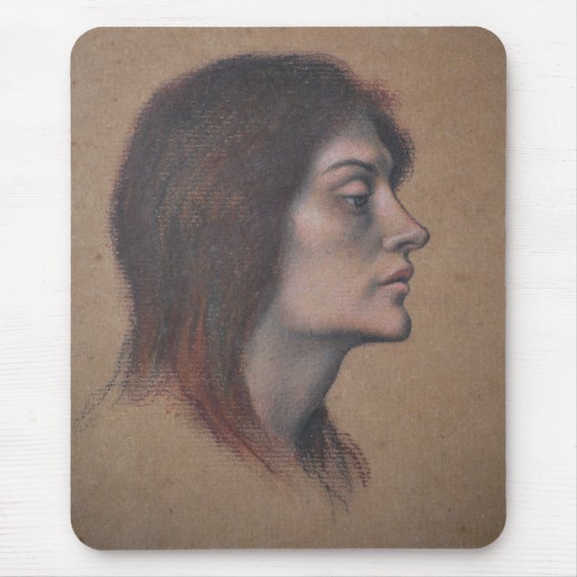 Studie av en kvinnlig chef (av Evelyn De Morgan) Musmatta (Framsidan)