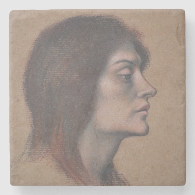 Studie av en kvinnlig chef (av Evelyn De Morgan) Stenunderlägg (Framsidan)