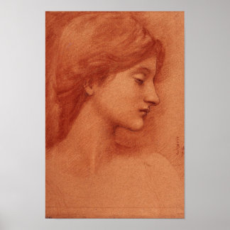 Studie av en kvinnlig chef, Edward Burne-Jones Poster