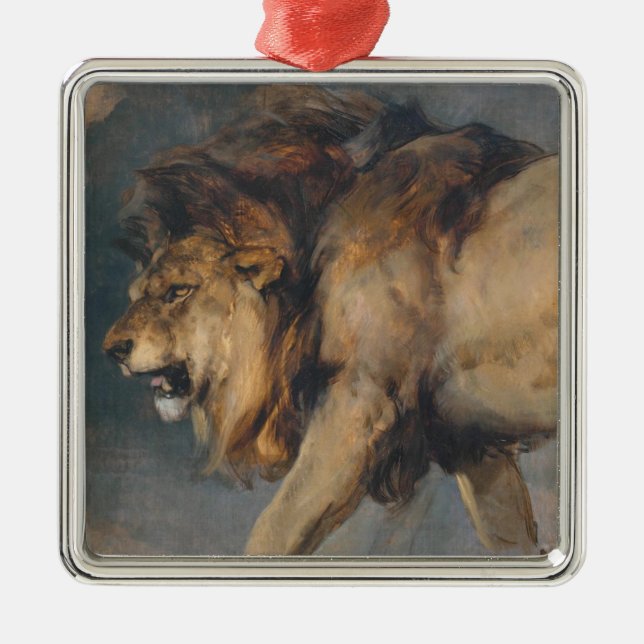 Studie av en Lejon (av Edwin Henry Landseer) keram Julgransprydnad Metall (Framsidan)