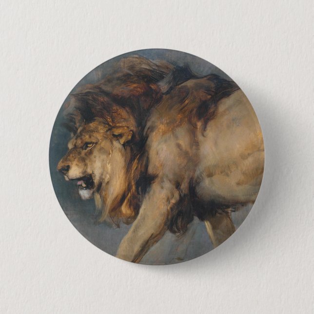 Studie av en Lejon (av Edwin Henry Landseer) Knapp (Framsida)