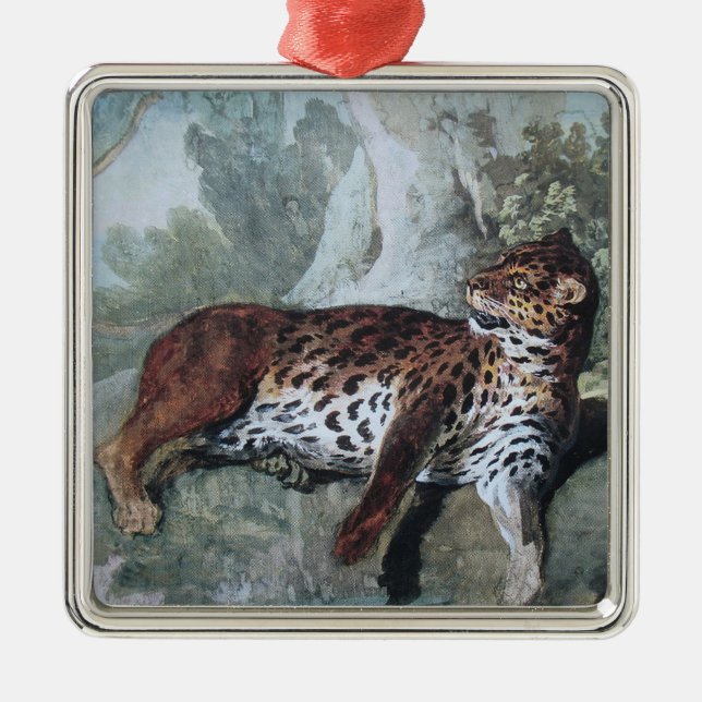 Studie av en leopard (av Jean-Baptiste Oudry) Julgransprydnad Metall (Framsidan)