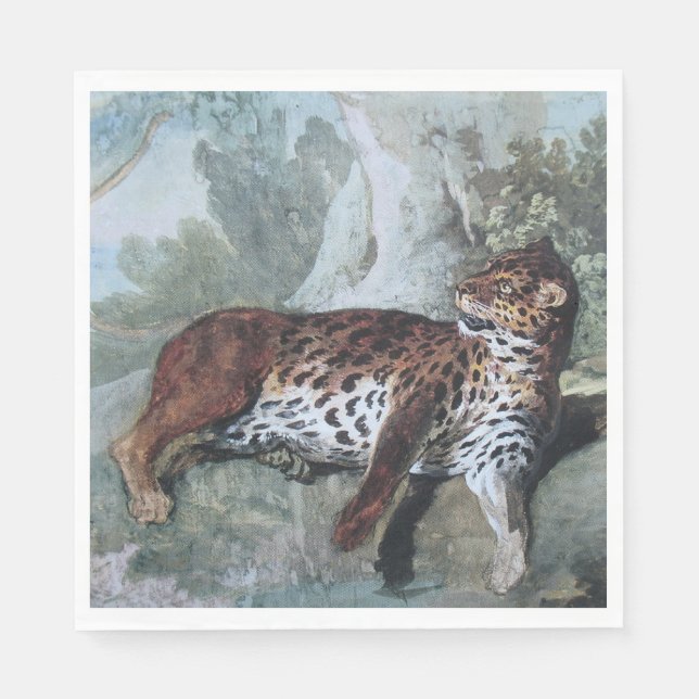 Studie av en leopard (av Jean-Baptiste Oudry) Pappersservett (Framsidan)
