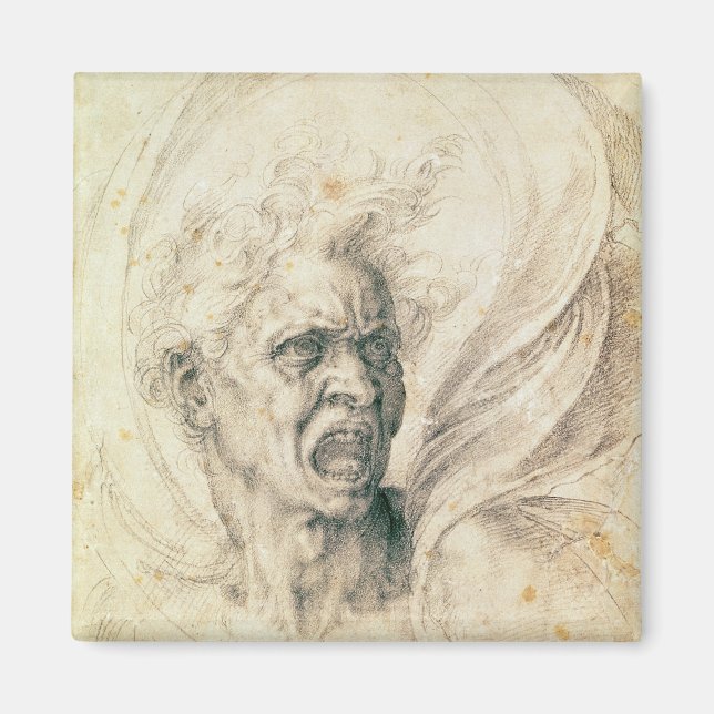 Studie av en man som skriker magnet (Framsidan)