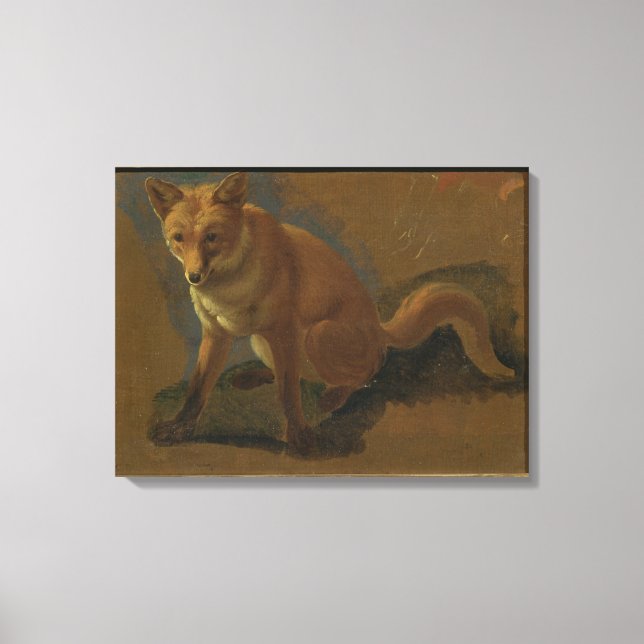 Studie av en räv (olja på panelen) canvastryck (Framsida)