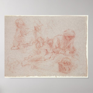 Studie av en reclining man poster