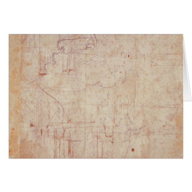 Studie av ett huvud, 1525-26 hälsningskort (Framsidan Horizontal)
