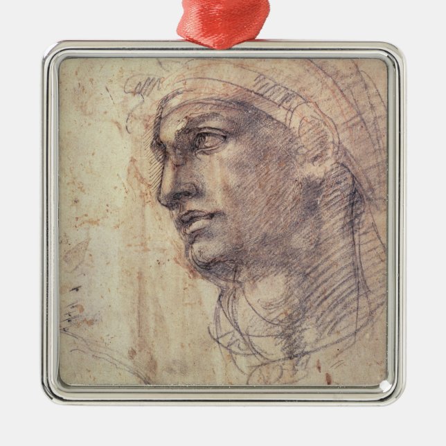 Studie av ett huvud julgransprydnad metall (Framsidan)