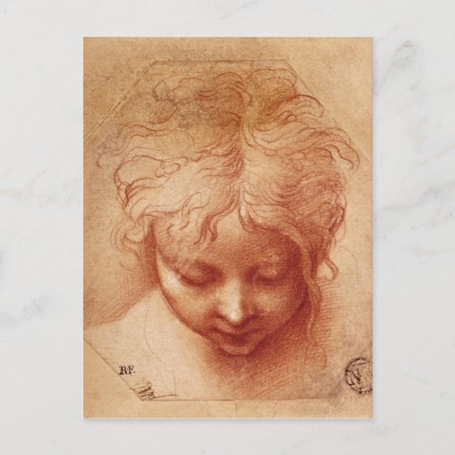 Studie av ett huvud vykort (Framsida)