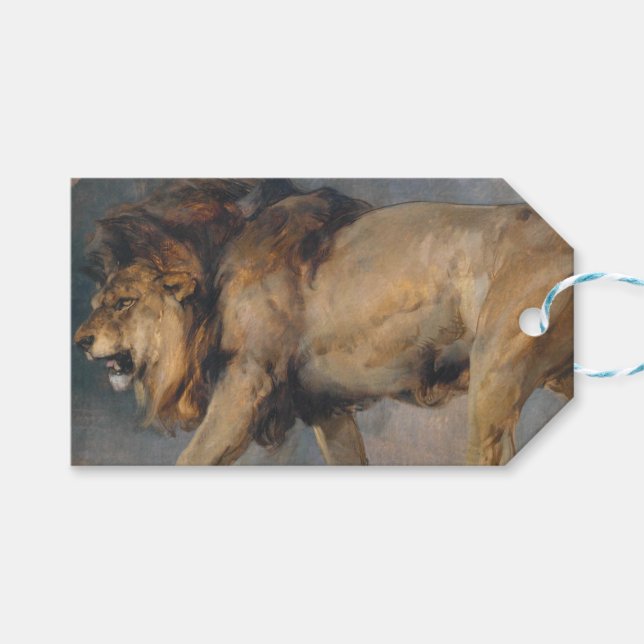 Studie av ett lejon (av Edwin Henry Landseer) Presentetikett (Framsidan (Horisontell))