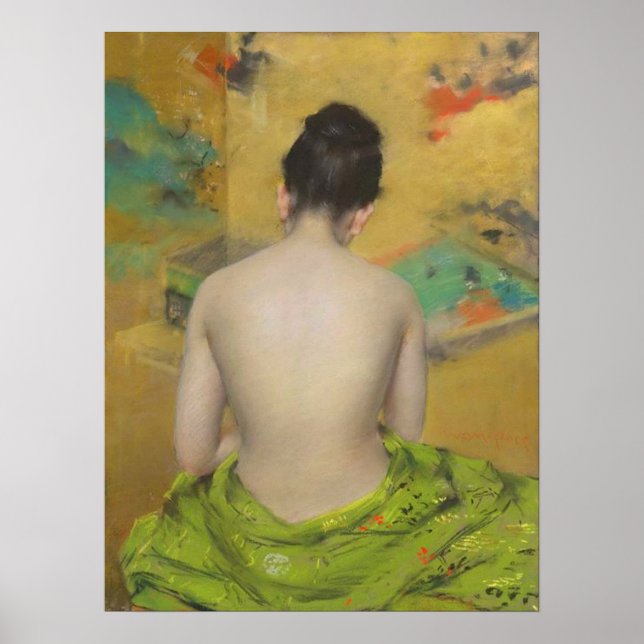 Studie av Flesh Färg och Guld av Wm Merritt Chase Poster (Framsidan)