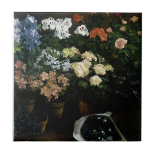 Studie av Flowers by Frederic Bazille Kakelplatta