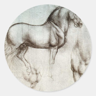 Studie av hästar - Leonardo da Vinci Runt Klistermärke