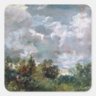 Studie av Himlar och Träd (olja på canvas) Fyrkantigt Klistermärke