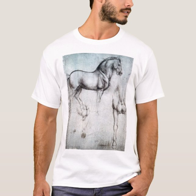 Studie av Horse, Leonardo da Vinci T Shirt (Framsida)
