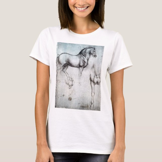 Studie av Horse, Leonardo da Vinci T Shirt (Framsida)