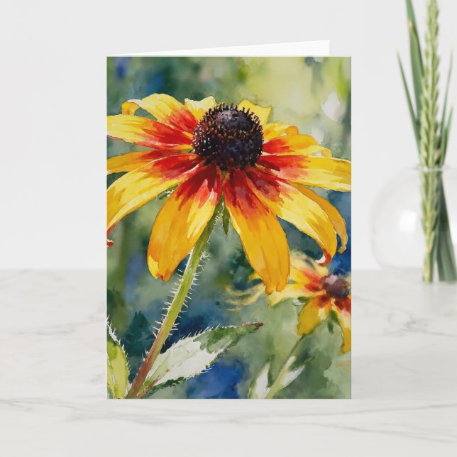 Studie av kägelblomster i akvarell kort (Framsida)