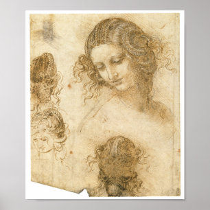 Studie av kvinnan för borttappada måla Leda, Da Poster
