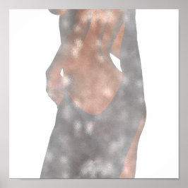 Studie av kvinnoman Rosa ros Grått Delicate Poster