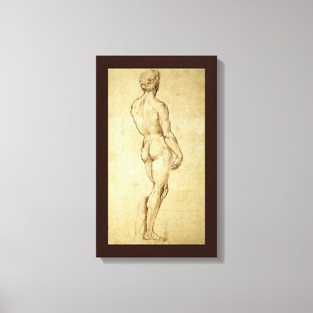 Studie av Michelangelos David Statue av Raphael Canvastryck (Framsida)