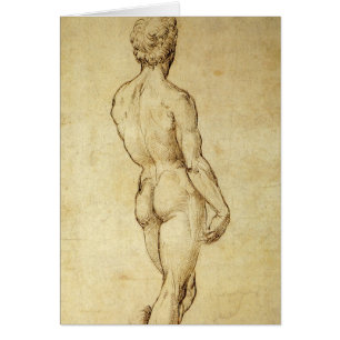 Studie av Michelangelos David Statue av Raphael Hälsningskort