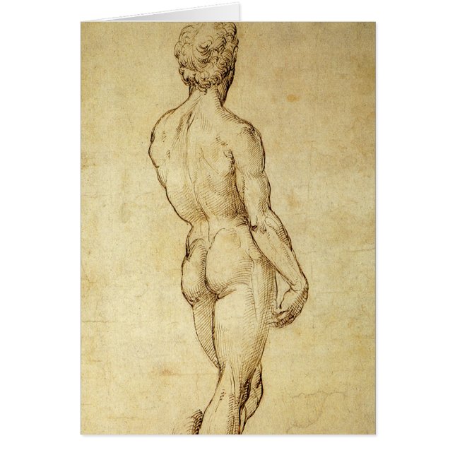 Studie av Michelangelos David Statue av Raphael Hälsningskort (Framsidan)