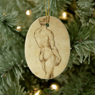 Studie av Michelangelos David Statue av Raphael Julgransprydnad Keramik