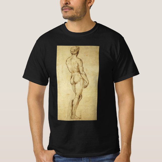 Studie av Michelangelos David Statue av Raphael T-shirt (Framsida)