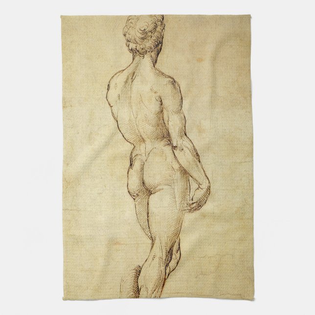 Studie av Michelangelos David-staty av Raphael Kökshandduk (Vertikal)