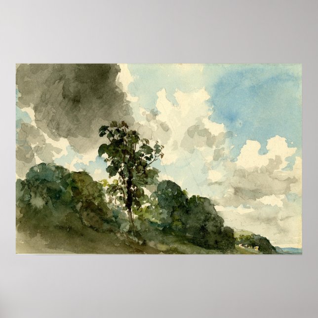 Studie av moln och Träd - John Constable Poster (Framsidan)