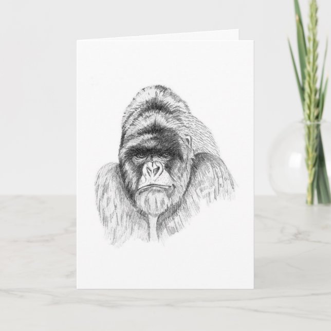 Studie av Mountain Gorilla Birthday Card Kort (Framsida)