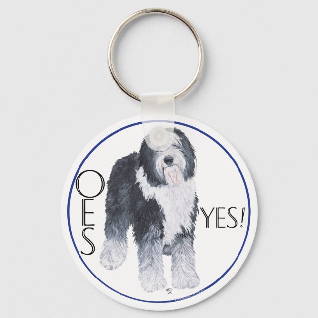 Studie av Old English Sheepdogs huvud Nyckelring (Framsida)